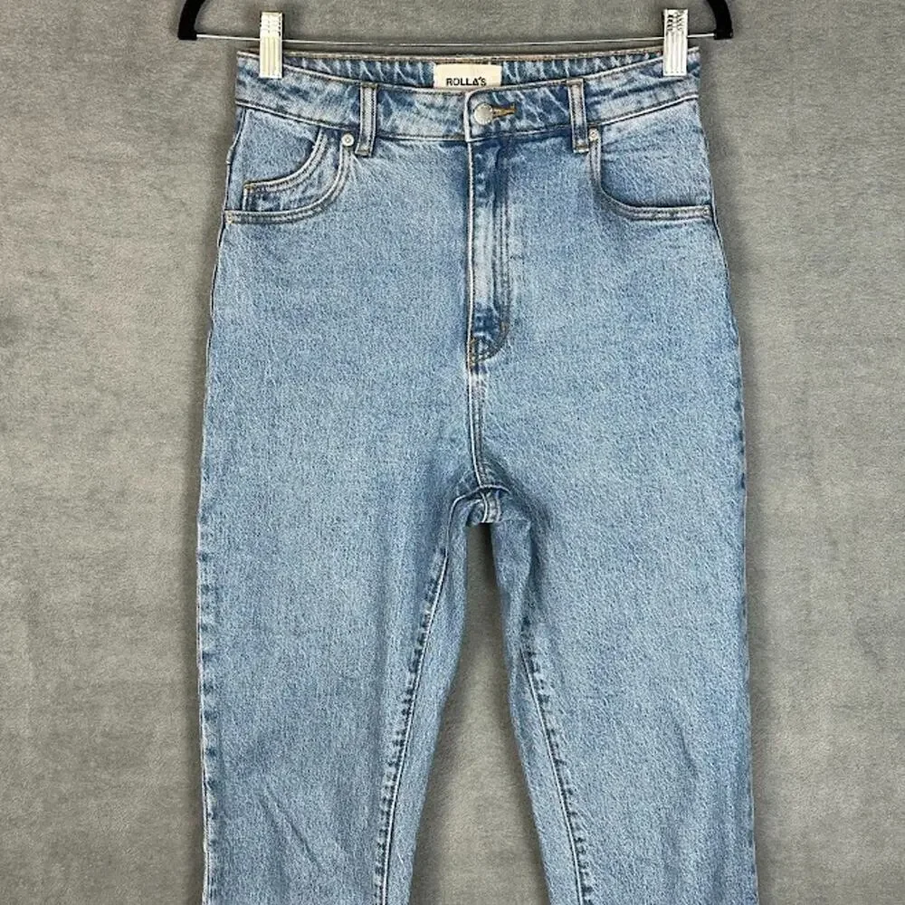Rollas Jeans Womens 28 Blue Dusters High Rise Slim Straight Stretch Pockets